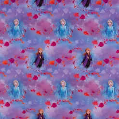 Baumwolljersey Digitaldruck Frozen Die Eiskönigin Anna und Elsa im Wald lila blau 1,5m Breite