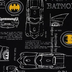 Baumwolljersey Jersey Batman™© Auto schwarz weiß gelb 1,50m Breite