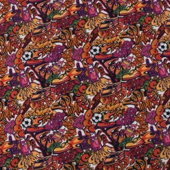 Baumwolljersey Jersey Cool Graffiti Monster Auto weiß rot pink orange 1,5m Breite