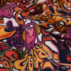 Baumwolljersey Jersey Cool Graffiti Monster Auto weiß rot pink orange 1,5m Breite