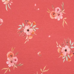 Baumwolljersey Jersey Digitaldruck Aquarell Blumen Blätter Gräser rosa grün 1,4m Breite