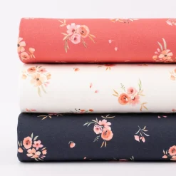 Baumwolljersey Jersey Digitaldruck Aquarell Blumen Blätter Gräser rosa grün 1,4m Breite