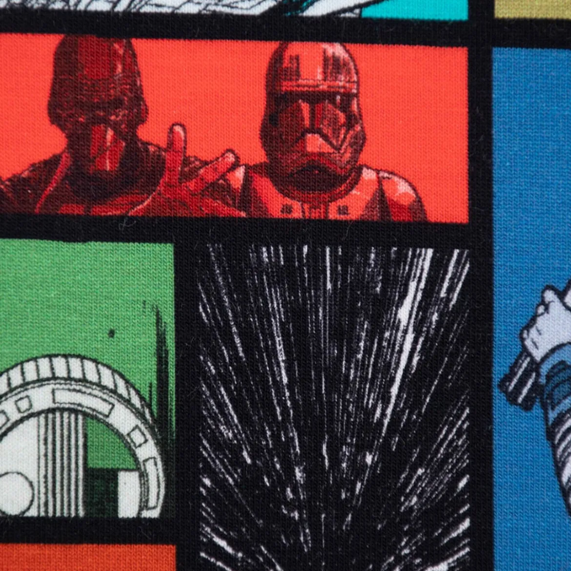 Baumwolljersey Jersey Digitaldruck STAR WARS Comic schwarz grau rot gelb blau grün weiß 1,5m Breite