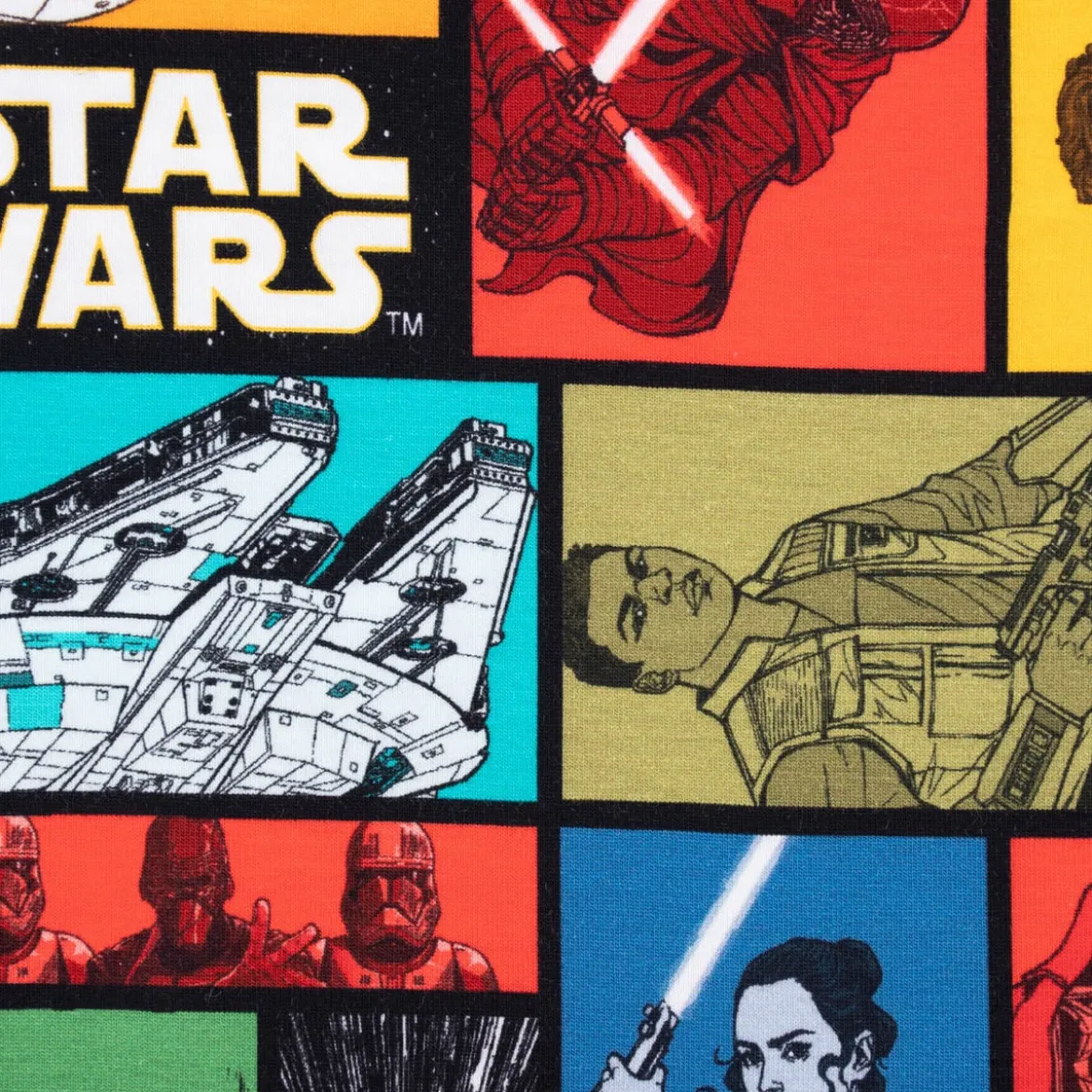 Baumwolljersey Jersey Digitaldruck STAR WARS Comic schwarz grau rot gelb blau grün weiß 1,5m Breite