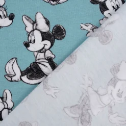 Baumwolljersey Jersey Digitaldruck Minnie Maus hellblau schwarz weiß 1,45m Breite