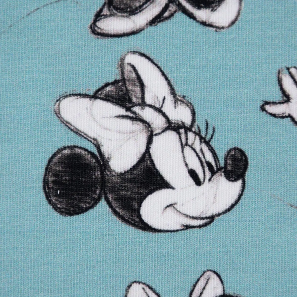 Baumwolljersey Jersey Digitaldruck Minnie Maus hellblau schwarz weiß 1,45m Breite