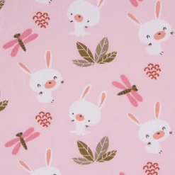 Baumwolljersey Jersey DOLALI Hase Biene Sträucher rosa bunt 1,5m Breite