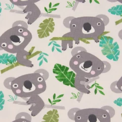 Baumwolljersey Jersey Koala Eukalyptus weiß grau grün 1,65m Breite