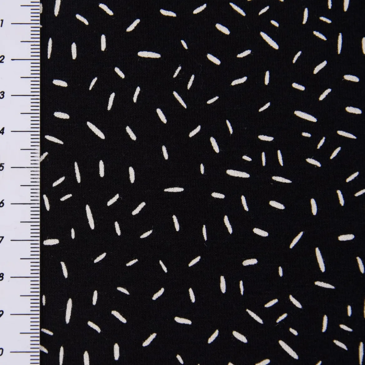 Baumwolljersey Jersey Konfetti Striche schwarz weiß 1,45m Breite