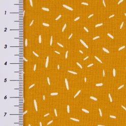 Baumwolljersey Jersey Konfetti Striche ocker weiß 1,45m Breite