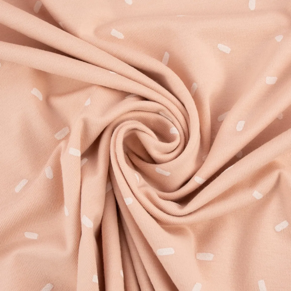 Baumwolljersey Jersey Konfetti Punkte Striche rosa wollweiß 1,50m Breite