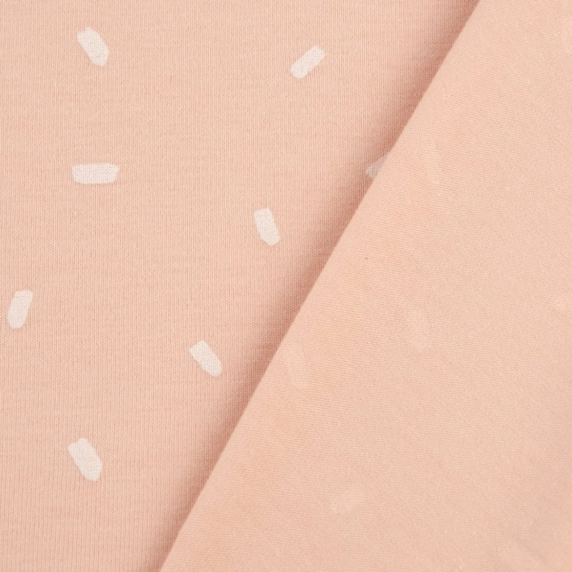 Baumwolljersey Jersey Konfetti Punkte Striche rosa wollweiß 1,50m Breite