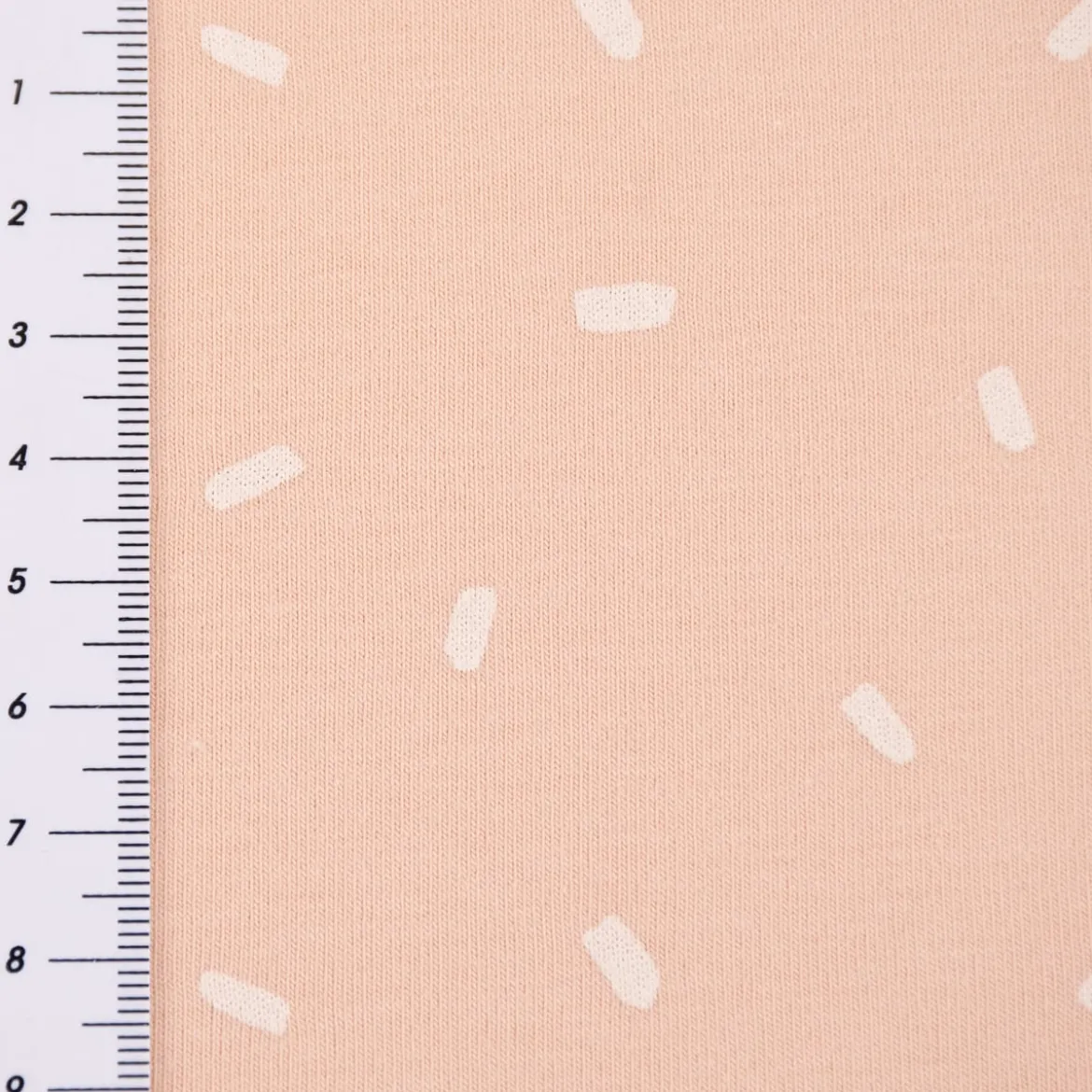 Baumwolljersey Jersey Konfetti Punkte Striche rosa wollweiß 1,50m Breite