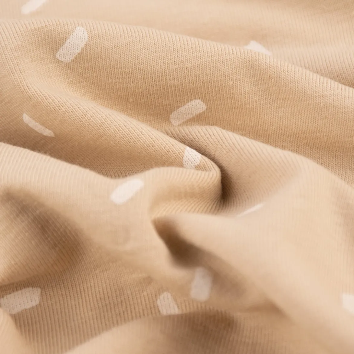 Baumwolljersey Jersey Konfetti Punkte Striche beige wollweiß 1,50m Breite