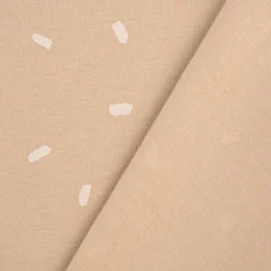 Baumwolljersey Jersey Konfetti Punkte Striche beige wollweiß 1,50m Breite