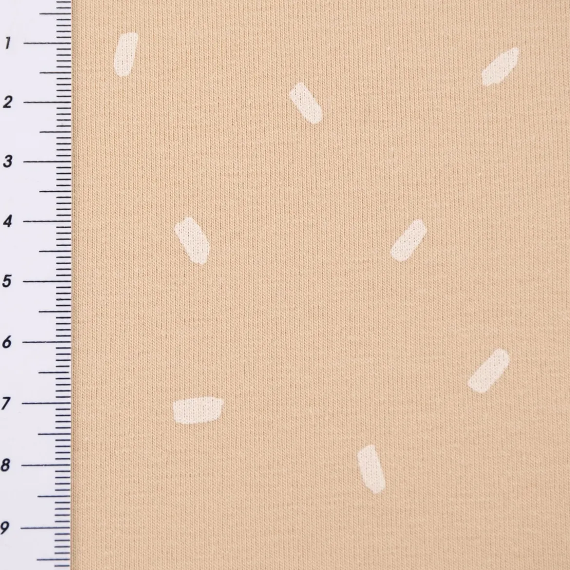 Baumwolljersey Jersey Konfetti Punkte Striche beige wollweiß 1,50m Breite