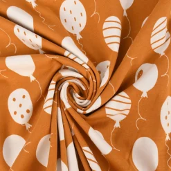 Baumwolljersey Jersey Luftballons ocker weiß 1,5m Breite