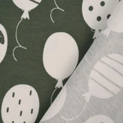 Baumwolljersey Jersey Luftballons khaki weiß 1,5m Breite