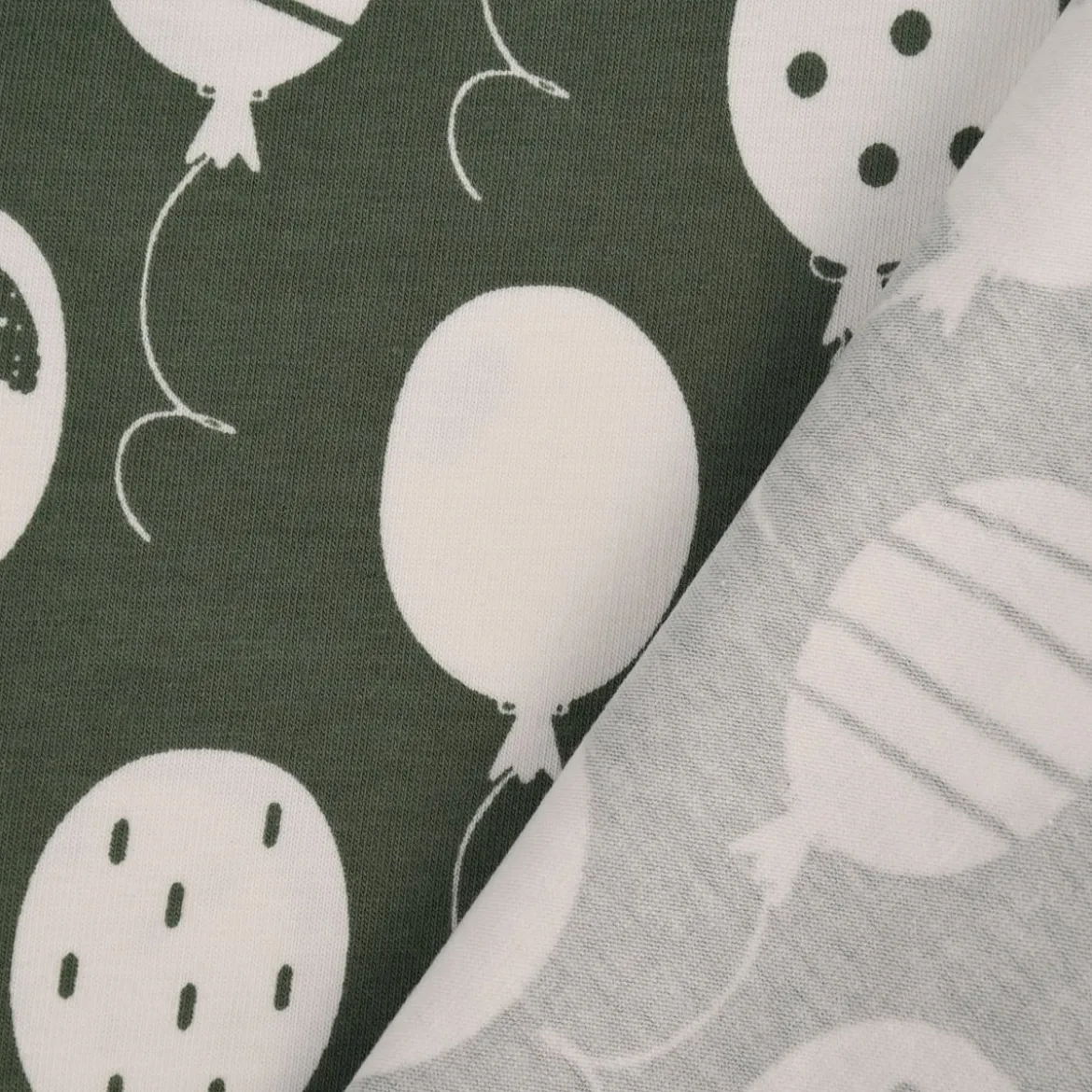 Baumwolljersey Jersey Luftballons khaki weiß 1,5m Breite