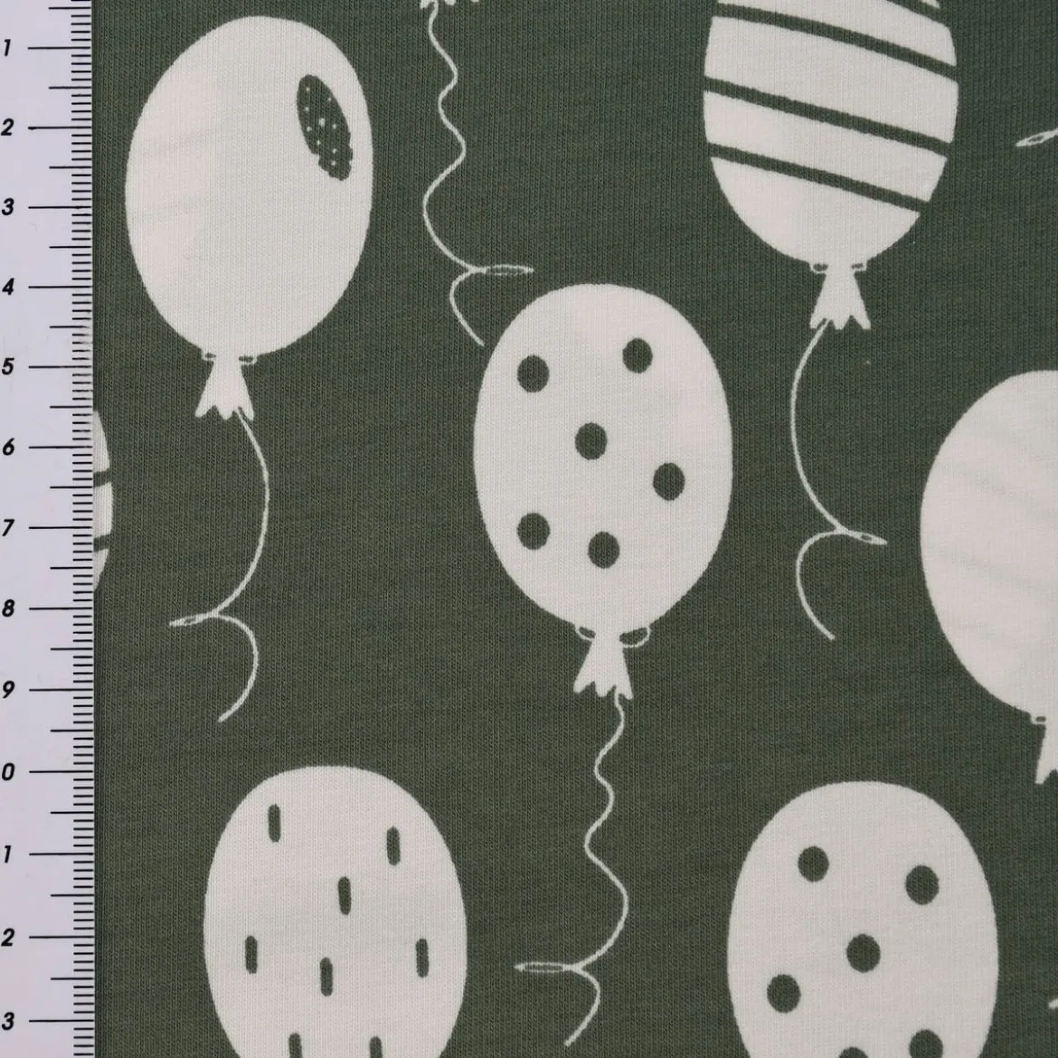Baumwolljersey Jersey Luftballons khaki weiß 1,5m Breite