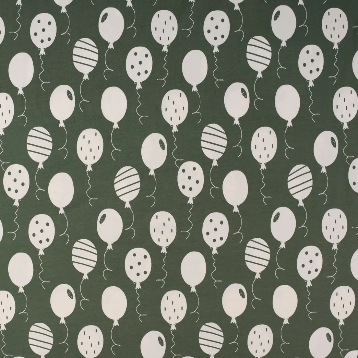 Baumwolljersey Jersey Luftballons khaki weiß 1,5m Breite