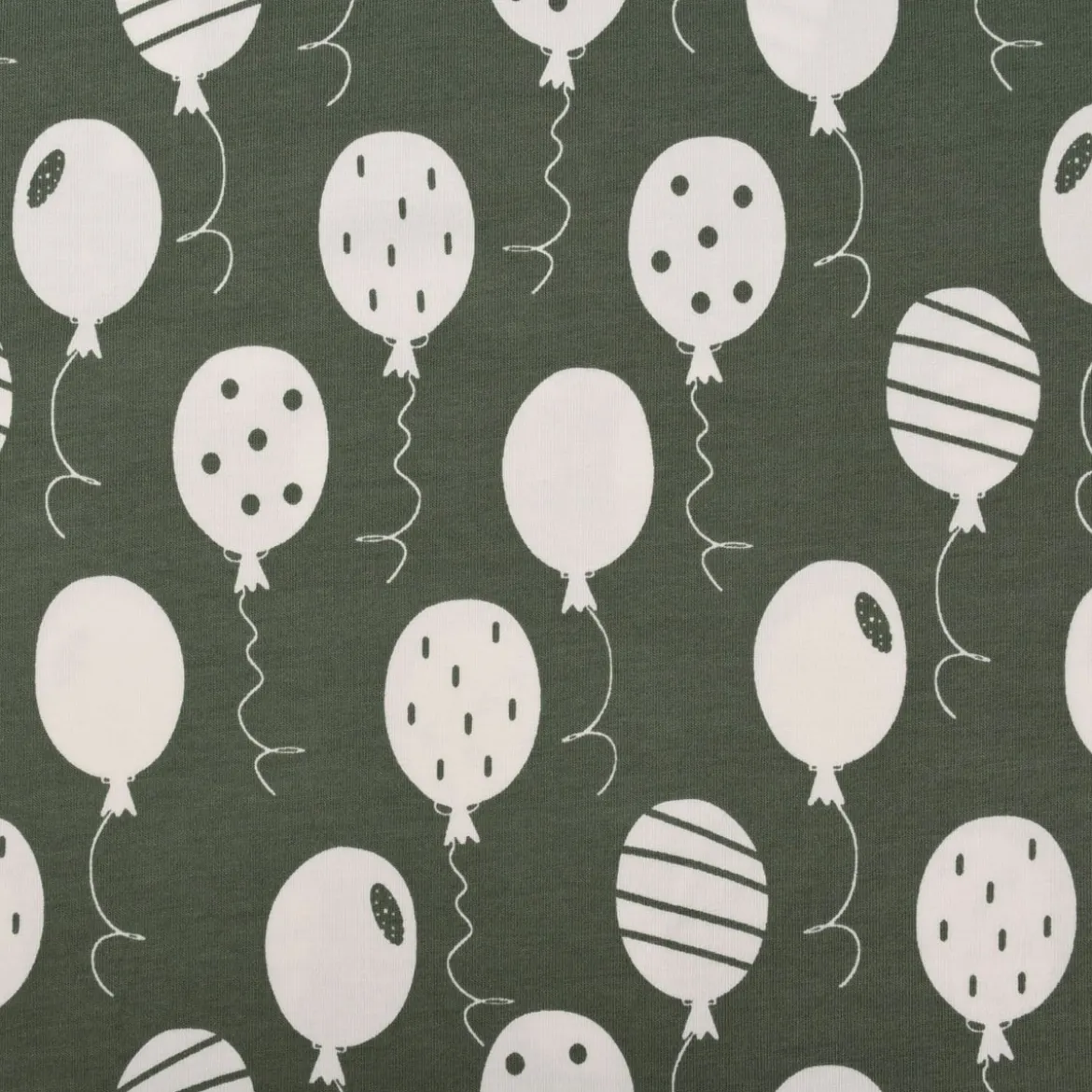 Baumwolljersey Jersey Luftballons khaki weiß 1,5m Breite