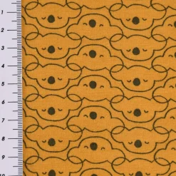 Baumwolljersey Jersey MIKOA Koala Kopf ocker dunkelgrau 1,5m Breite