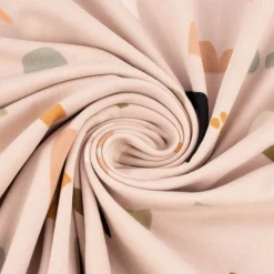 Baumwolljersey Jersey SAFARI FORMS Formen sand apricot dunkelblau 1,5m Breite