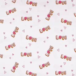 Baumwolljersey Jerseystoff NEON LOVE Schrift Herzchen weiß rosa pink 148cm Breite