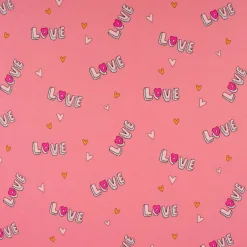 Baumwolljersey Jerseystoff NEON LOVE Schrift Herzchen rosa pink 148cm Breite