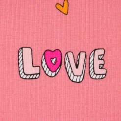 Baumwolljersey Jerseystoff NEON LOVE Schrift Herzchen rosa pink 148cm Breite