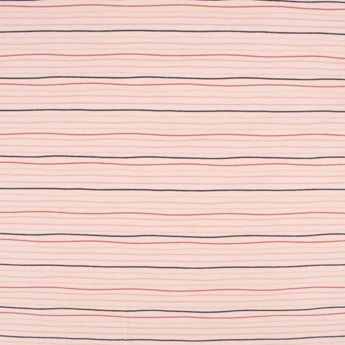 Baumwolljersey Jersey Streifen Wellen 2mm rosa rost beige schwarz 1,50m Breite