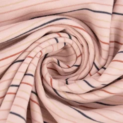 Baumwolljersey Jersey Streifen Wellen 2mm rosa rost beige schwarz 1,50m Breite