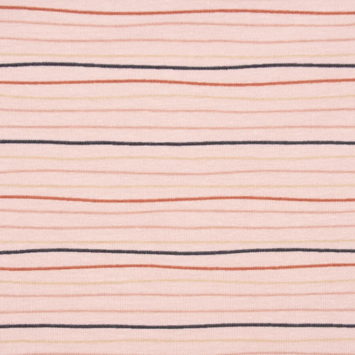 Baumwolljersey Jersey Streifen Wellen 2mm rosa rost beige schwarz 1,50m Breite