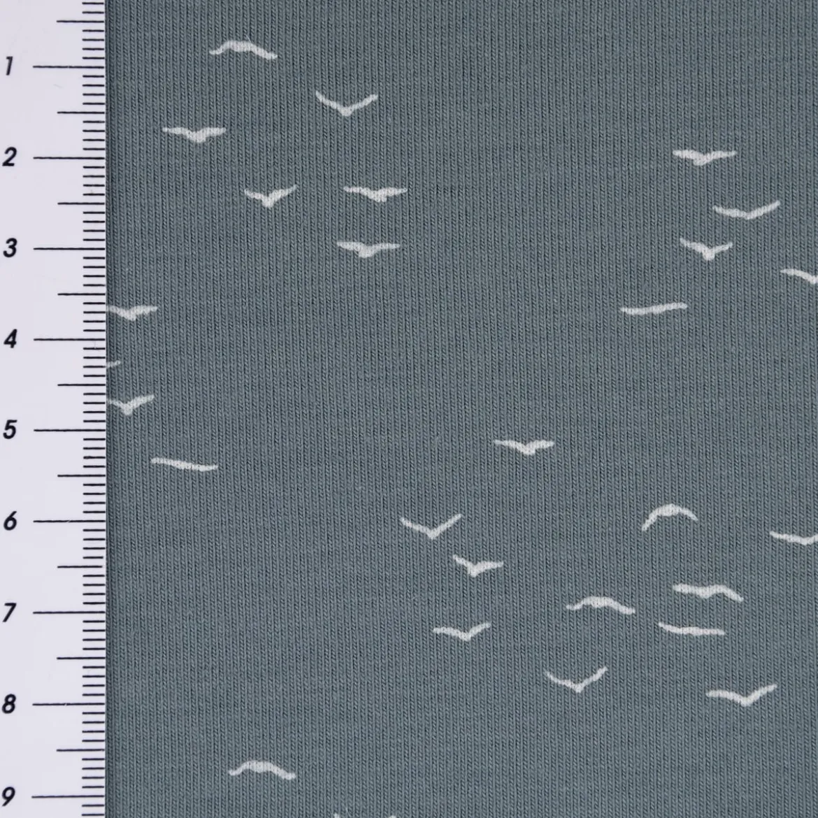 Baumwolljersey Jersey Vögel grafisch rauchblau weiß 1,50m Breite