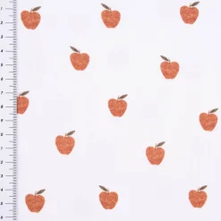 Baumwolljersey Organic Bio Digitaldruck Aquarell Apfel weiß braun 1,4m Breite