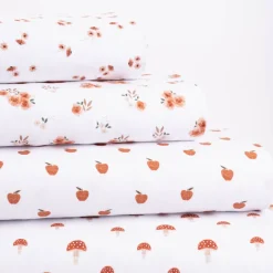Baumwolljersey Organic Bio Digitaldruck Aquarell Blumen Schnittblumen weiß braun grün 1,4m Breite