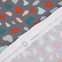 Baumwolljersey Organic Bio GRAPHIC DOTS Mosaik grau mint rosa 1,5m Breite