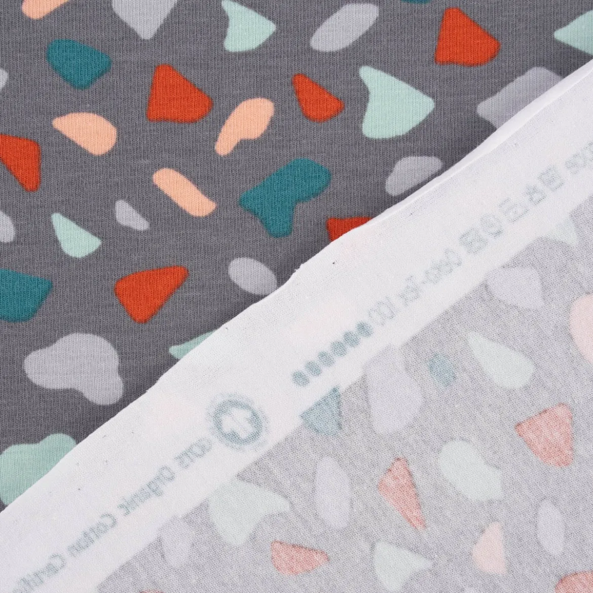 Baumwolljersey Organic Bio GRAPHIC DOTS Mosaik grau mint rosa 1,5m Breite