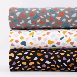 Baumwolljersey Organic Bio GRAPHIC DOTS Mosaik grau mint rosa 1,5m Breite