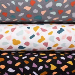 Baumwolljersey Organic Bio GRAPHIC DOTS Mosaik grau mint rosa 1,5m Breite