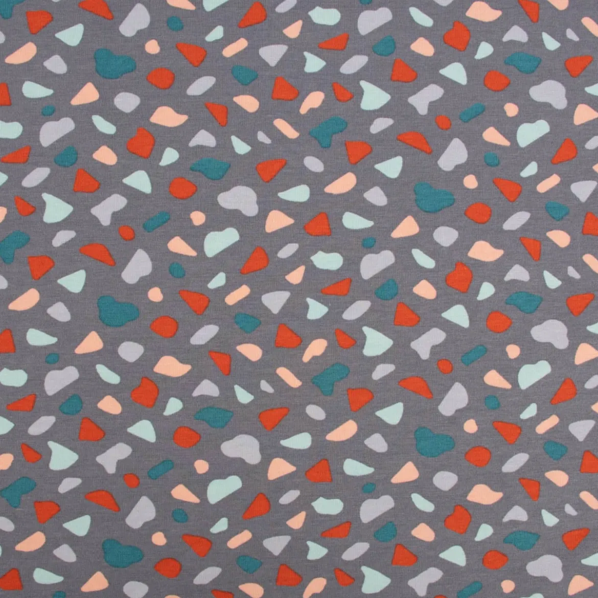 Baumwolljersey Organic Bio GRAPHIC DOTS Mosaik grau mint rosa 1,5m Breite