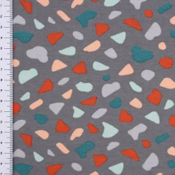 Baumwolljersey Organic Bio GRAPHIC DOTS Mosaik grau mint rosa 1,5m Breite