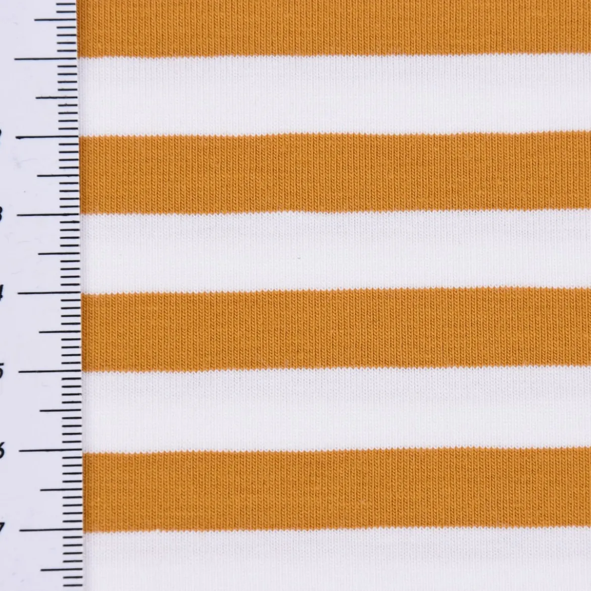 Baumwolljersey Streifen 1cm Breite weiß ocker gelb 1,5m Breite