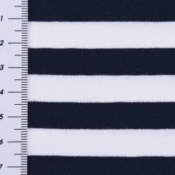 Baumwolljersey Streifen 1cm Breite weiß dunkelblau 1,5m Breite
