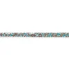 Baumwoll Schrägband Häkelborte Blumen türkis weiß Meterware Breite: 1,5cm
