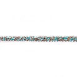 Baumwoll Schrägband Häkelborte Blumen türkis weiß Meterware Breite: 1,5cm