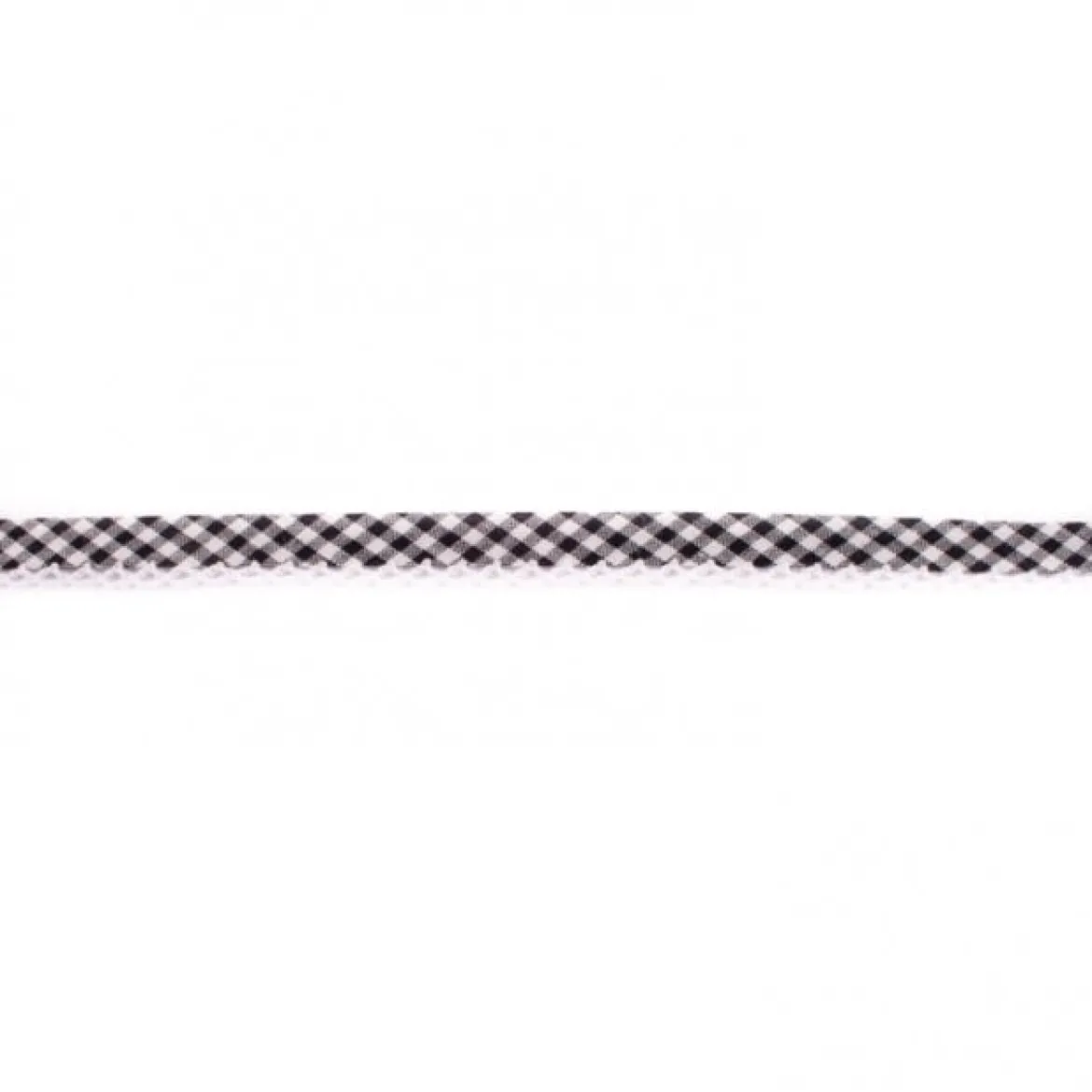 Baumwoll Schrägband Häkelborte Kariert schwarz weiß Meterware Breite: 1,5cm