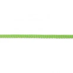 Baumwoll Schrägband Häkelborte Punkte grün weiß Meterware Breite: 1,5cm