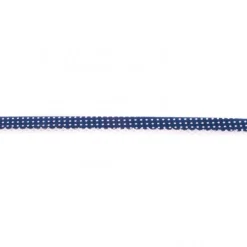Baumwoll Schrägband Häkelborte Punkte dunkelblau weiß Meterware Breite: 1,5cm
